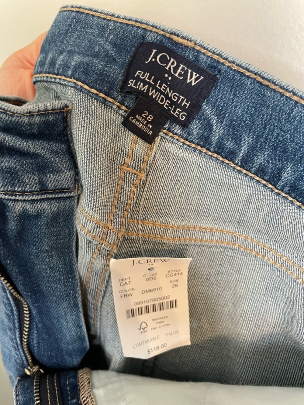 NWT J. Crew Full Length Slim Wide Leg Jeans - Picture 4 of 6